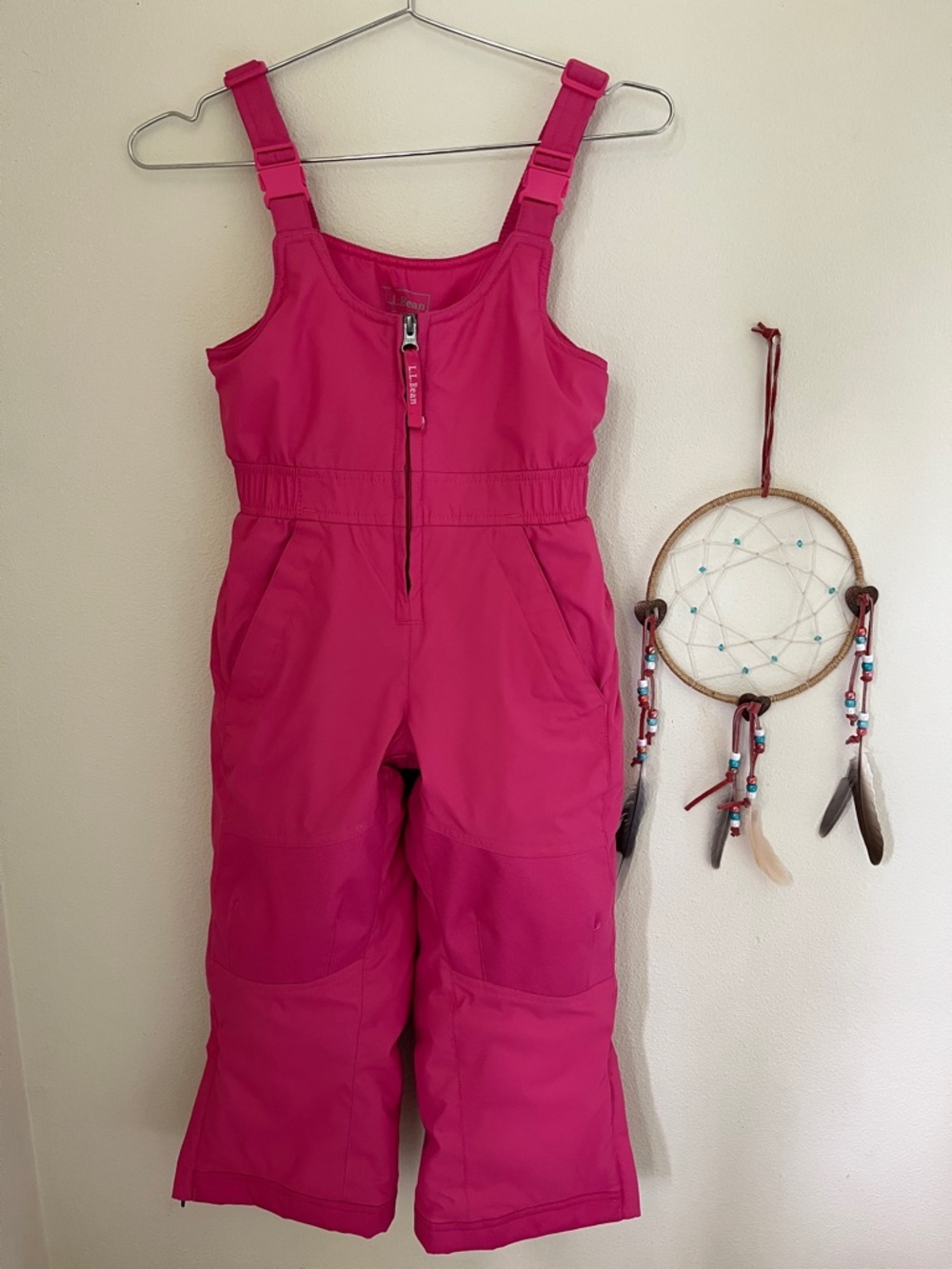 L.L. Bean Girls Hot Pink Insulated Snow Overalls